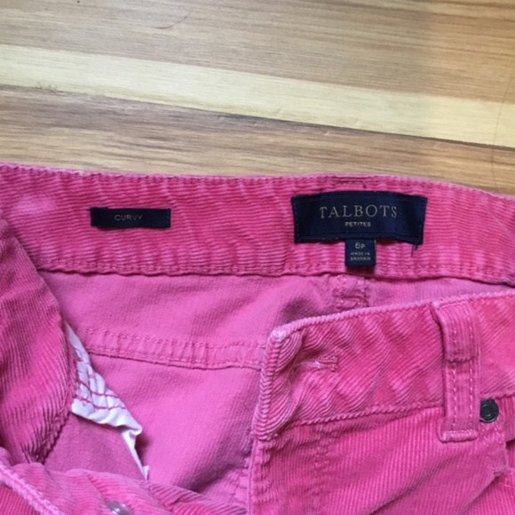 Talbots Pink Corduroy Boot Cut Pants Cotton Curvy Size 6P - Picture 3 of 3